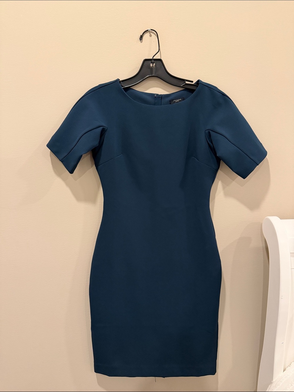 Ann Taylor Teal Blue Short-Sleeve Sheath Mini Dress
